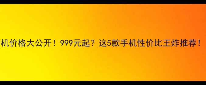 1加新机价格大公开999元起这5款手机性价比王炸推荐