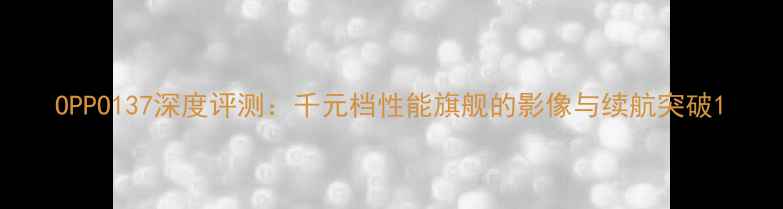 图片 OPPO137深度评测：千元档性能旗舰的影像与续航突破1