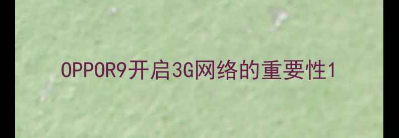OPPOR9开启3G网络的重要性