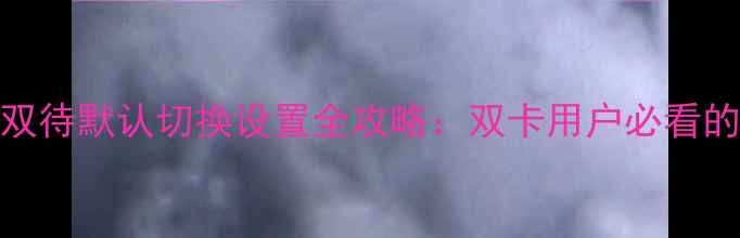 图片 OPPO手机双卡双待默认切换设置全攻略：双卡用户必看的高效使用技巧