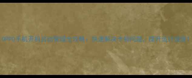 OPPO手机开机启动管理全攻略快速解决卡顿问题提升运行速度