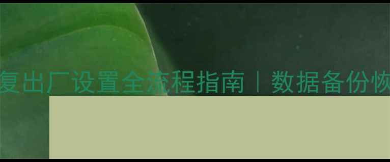 OPPO手机恢复出厂设置全流程指南数据备份恢复必看教程