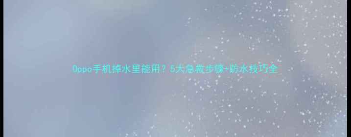 Oppo手机掉水里能用5大急救步骤防水技巧全