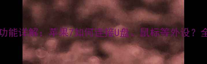 图片 iPhone7OTG功能详解：苹果7如何连接U盘、鼠标等外设？全攻略与实测