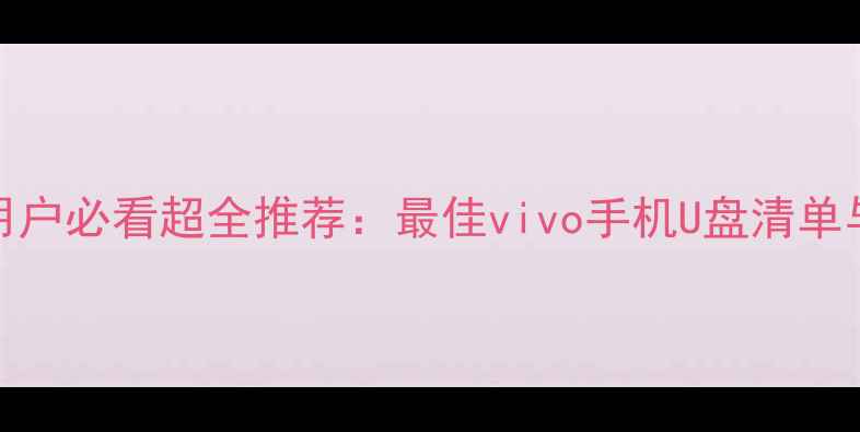 vivo手机用户必看超全推荐最佳vivo手机U盘清单与使用指南
