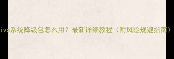 vivo系统降级包怎么用最新详细教程附风险规避指南