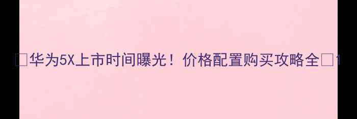 华为5X上市时间曝光价格配置购买攻略全