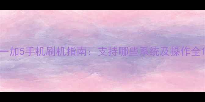 一加5手机刷机指南支持哪些系统及操作全