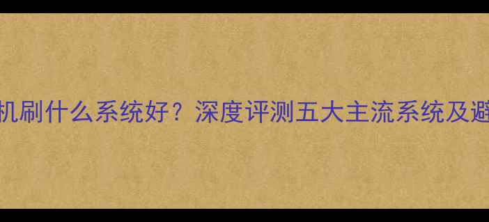 三星手机刷什么系统好深度评测五大主流系统及避坑指南