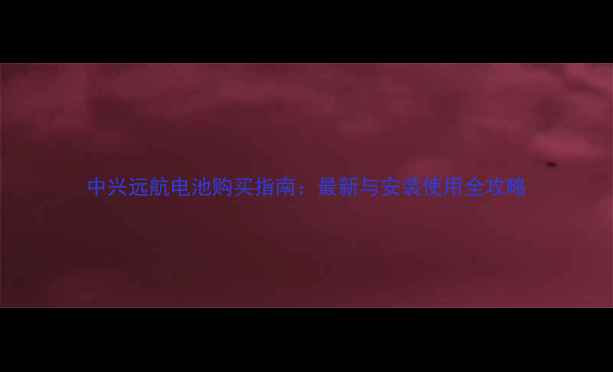 中兴远航电池购买指南最新与安装使用全攻略