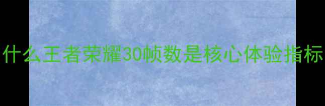 图片 为什么王者荣耀30帧数是核心体验指标？