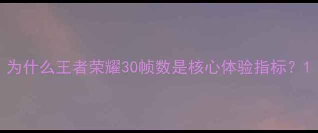 为什么王者荣耀30帧数是核心体验指标