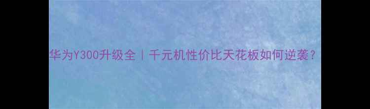 图片 华为Y300升级全｜千元机性价比天花板如何逆袭？