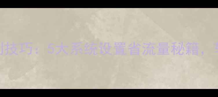 图片 华为手机流量控制技巧：5大系统设置省流量秘籍，轻松应对流量焦虑