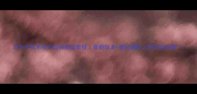 图片 华为手机系统升级保姆级教程｜最新版本+避坑指南（附详细步骤）1
