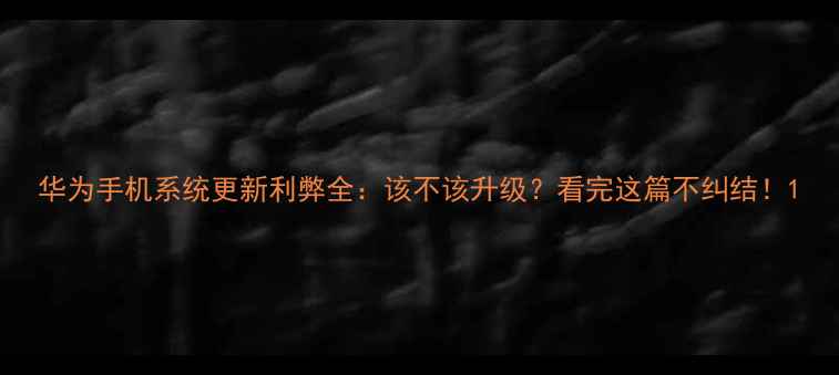 华为手机系统更新利弊全该不该升级看完这篇不纠结