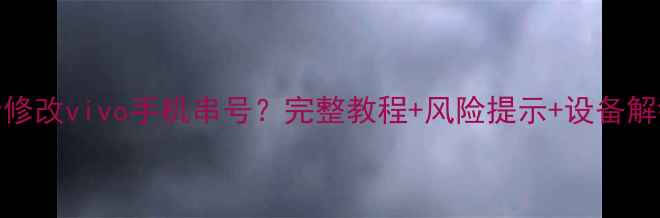 如何安全修改vivo手机串号完整教程风险提示设备解锁全攻略