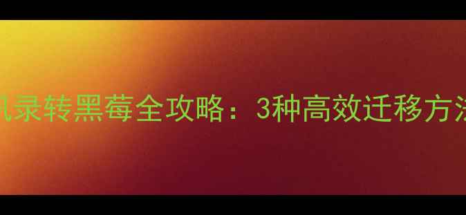 图片 安卓手机通讯录转黑莓全攻略：3种高效迁移方法及注意事项