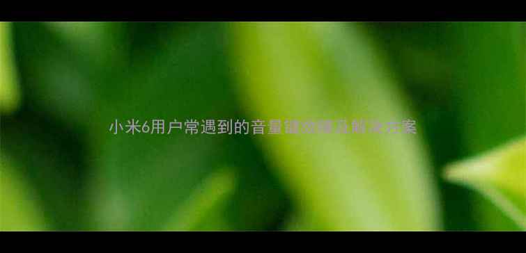图片 小米6用户常遇到的音量键故障及解决方案