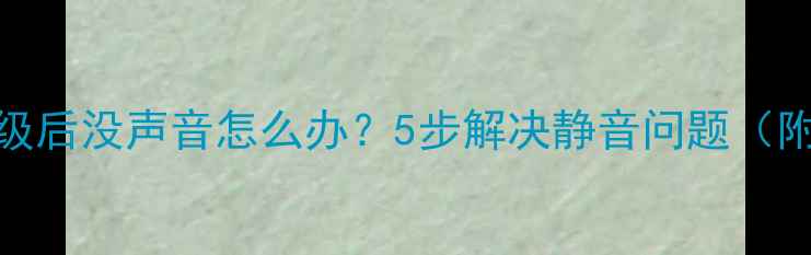 图片 小米手机升级后没声音怎么办？5步解决静音问题（附修复教程）