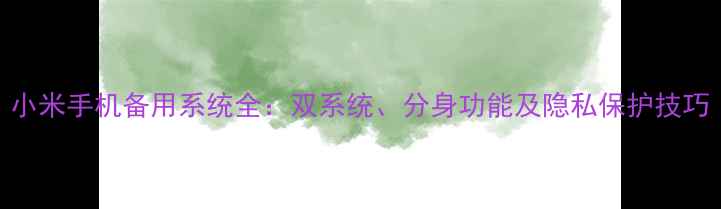 图片 小米手机备用系统全：双系统、分身功能及隐私保护技巧