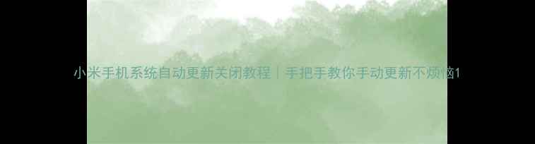 图片 小米手机系统自动更新关闭教程｜手把手教你手动更新不烦恼1