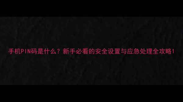 手机PIN码是什么新手必看的安全设置与应急处理全攻略