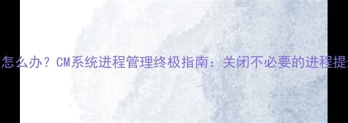 手机卡顿怎么办CM系统进程管理终极指南关闭不必要的进程提升流畅度