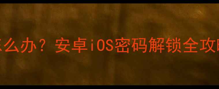 手机密码忘记怎么办安卓iOS密码解锁全攻略图文教程