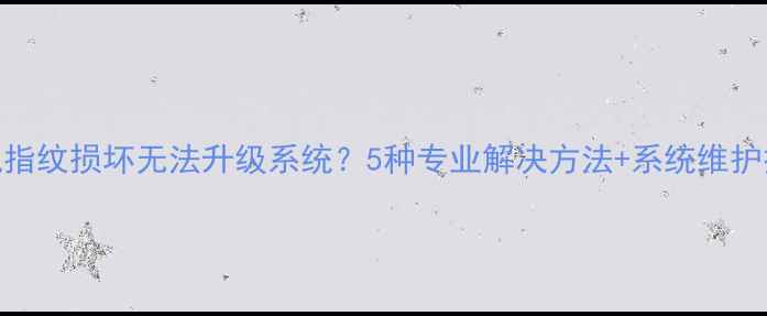 手机指纹损坏无法升级系统5种专业解决方法系统维护技巧