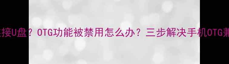 手机无法连接U盘OTG功能被禁用怎么办三步解决手机OTG兼容性问题