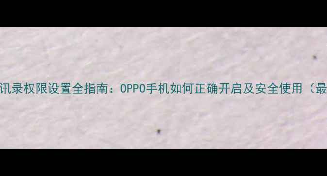 手机通讯录权限设置全指南OPPO手机如何正确开启及安全使用最新版