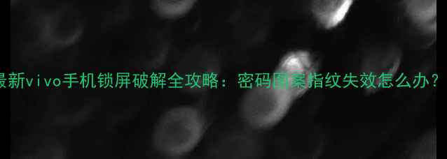 图片 最新vivo手机锁屏破解全攻略：密码图案指纹失效怎么办？1