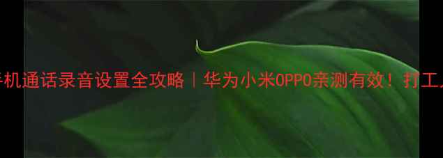 图片 最新教程📱手机通话录音设置全攻略｜华为小米OPPO亲测有效！打工人必备技能💼