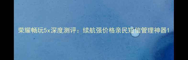 图片 荣耀畅玩5x深度测评：续航强价格亲民短信管理神器1