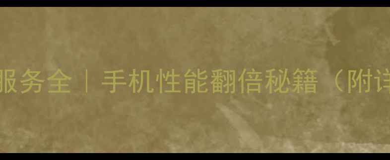 Android系统服务全手机性能翻倍秘籍附详细操作指南