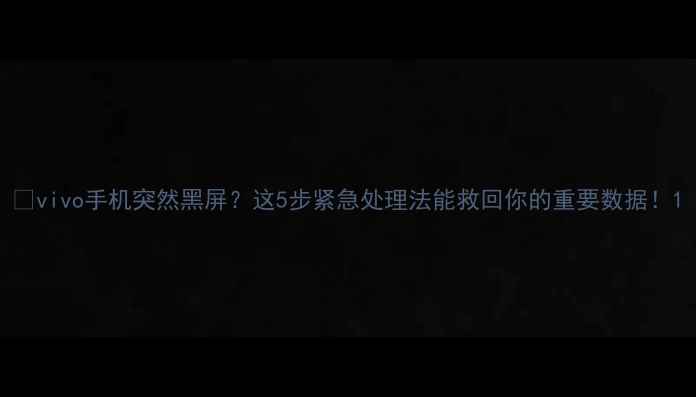 vivo手机突然黑屏这5步紧急处理法能救回你的重要数据