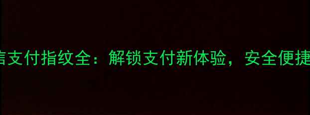 小米13系列微信支付指纹全解锁支付新体验安全便捷一步到位