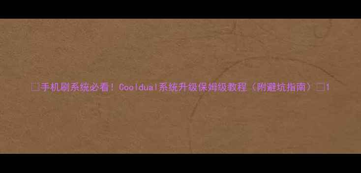 图片 📱手机刷系统必看！Cooldual系统升级保姆级教程（附避坑指南）💻1