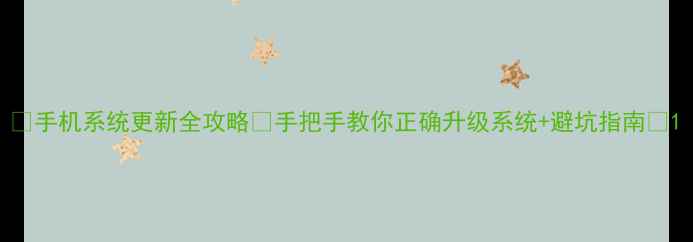 手机系统更新全攻略手把手教你正确升级系统避坑指南