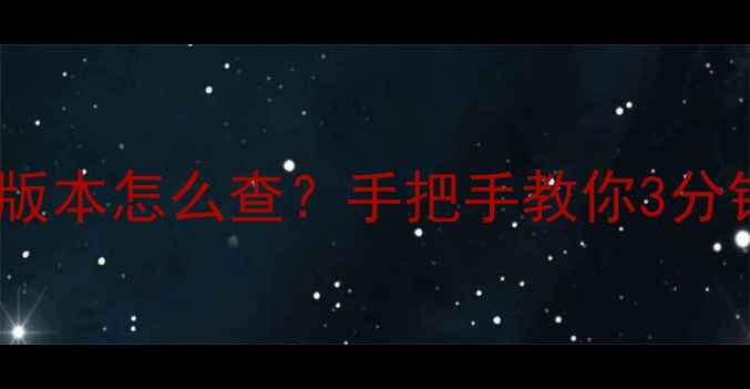 手机系统版本怎么查手把手教你3分钟搞定