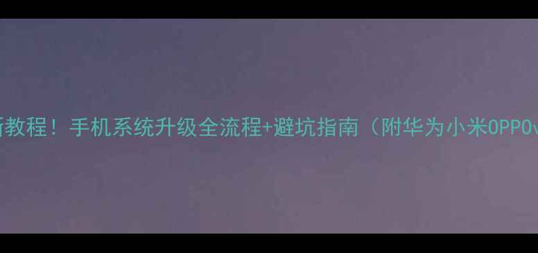 图片 📱最新教程！手机系统升级全流程+避坑指南（附华为小米OPPOvivo）