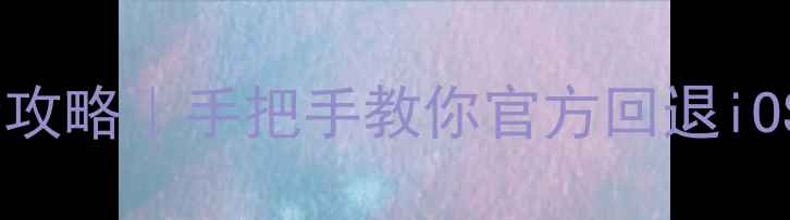 苹果官网降级系统全攻略手把手教你官方回退iOS1615附避坑指南