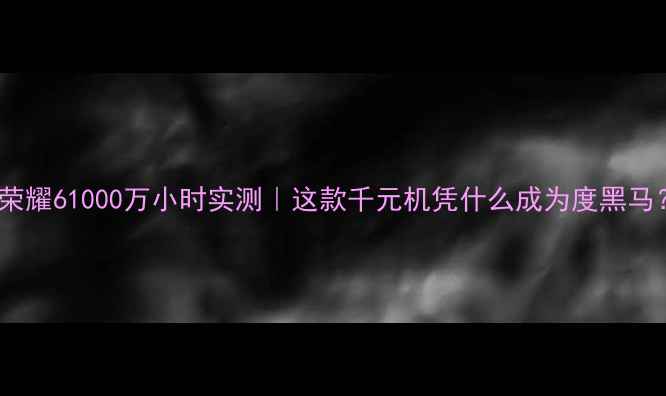 图片 📱荣耀61000万小时实测｜这款千元机凭什么成为度黑马？1