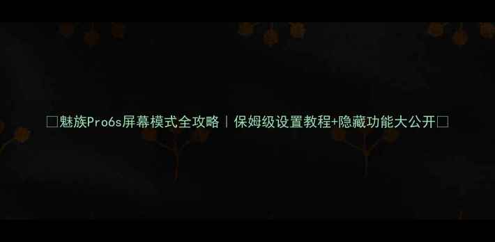 魅族Pro6s屏幕模式全攻略保姆级设置教程隐藏功能大公开