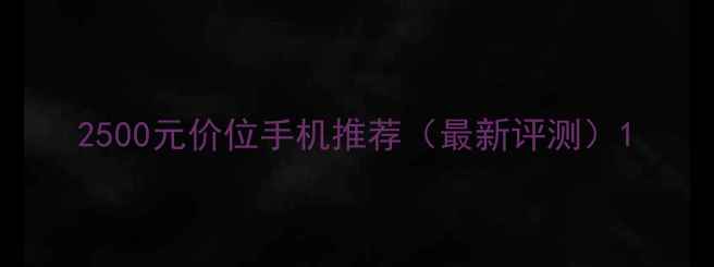 图片 2500元价位手机推荐（最新评测）1