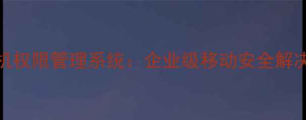 360手机权限管理系统企业级移动安全解决方案