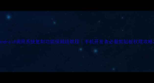 Android调用系统复制功能保姆级教程手机开发者必看剪贴板权限攻略