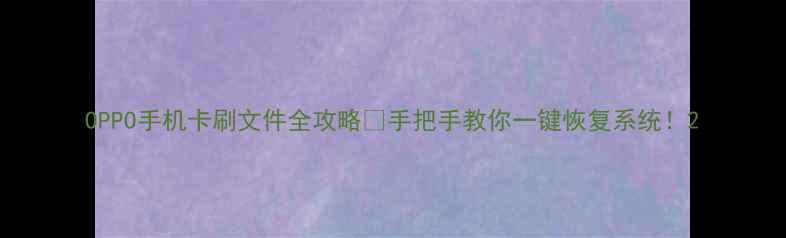 OPPO手机卡刷文件全攻略手把手教你一键恢复系统