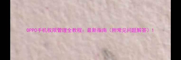 图片 OPPO手机权限管理全教程：最新指南（附常见问题解答）1